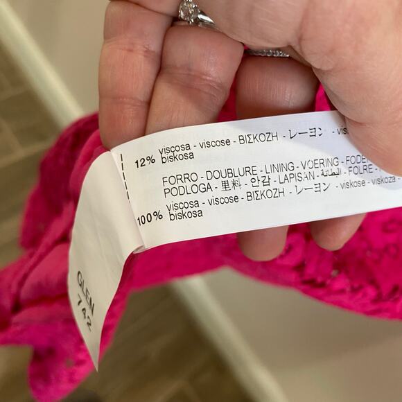 Zara Fuchsia Lace Halter Backless Long Midi Back Slit Lined Sheath Dress Sz XS - Picture 4 of 8